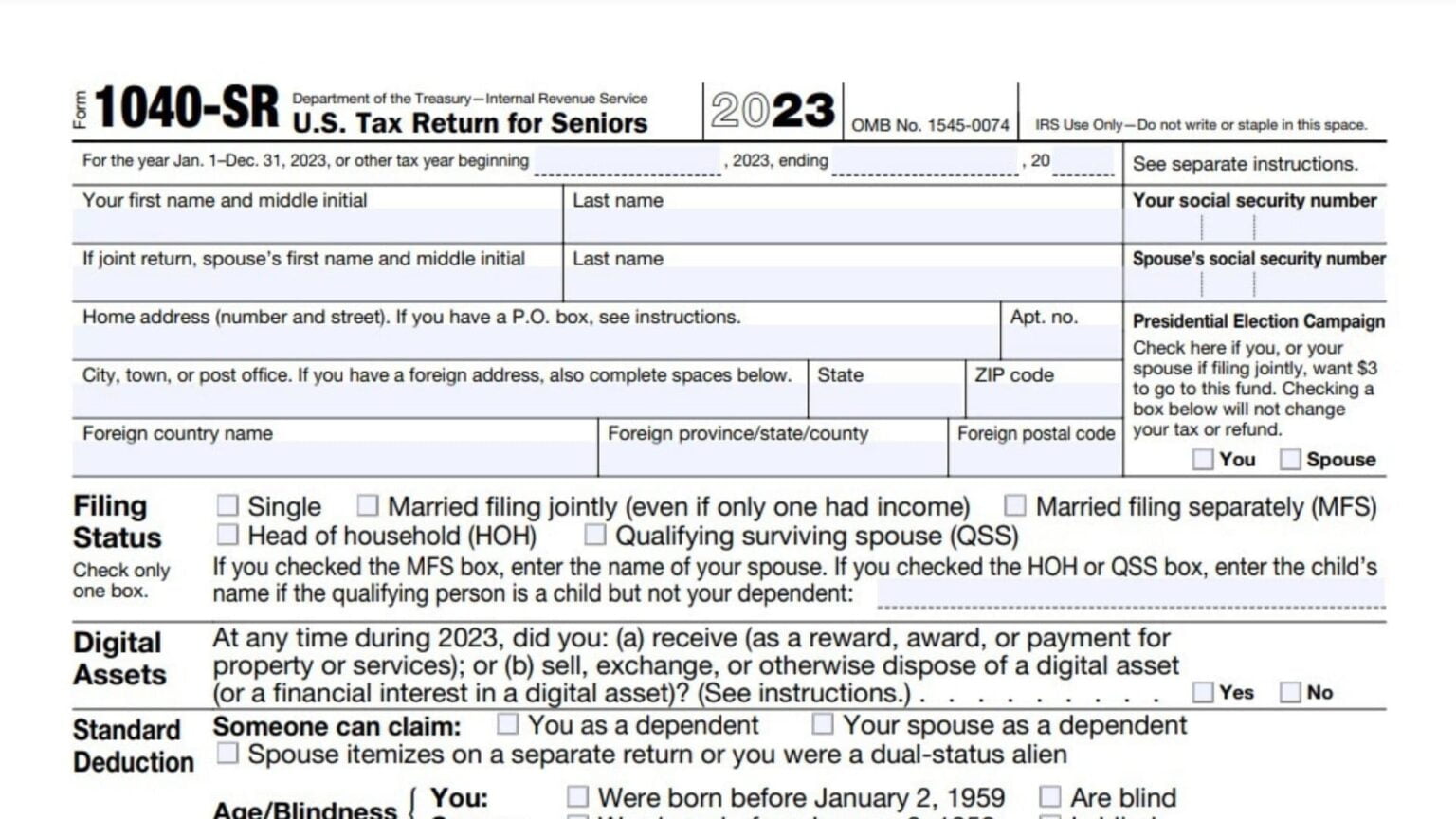 Form 1040-SR Instructions 2024 - 2025