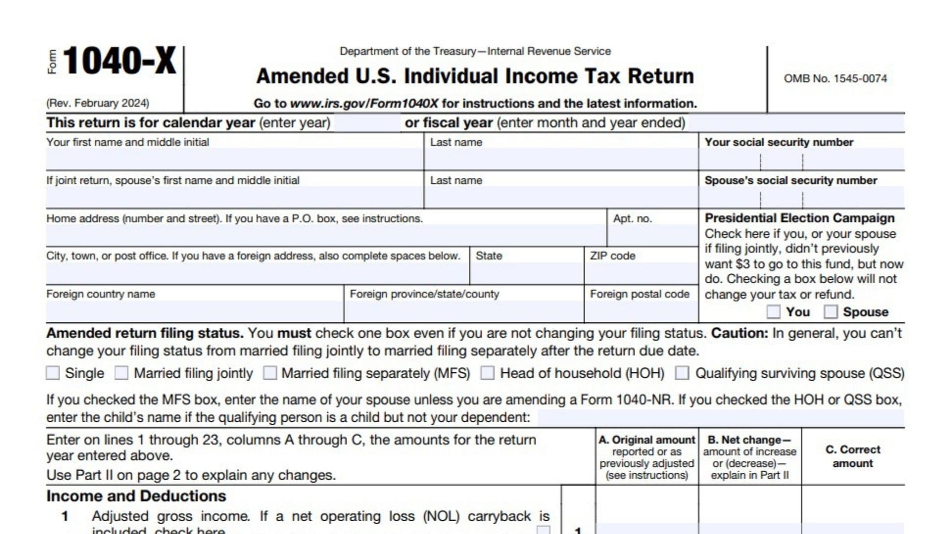 Form 1040-X