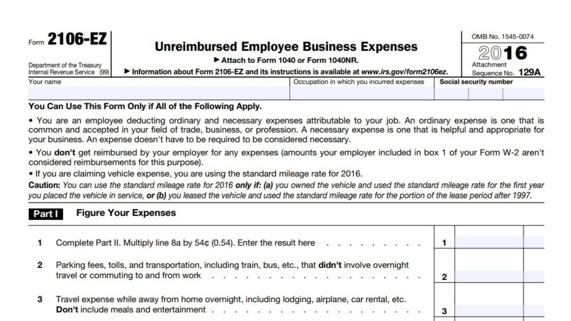 Form 2106-EZ