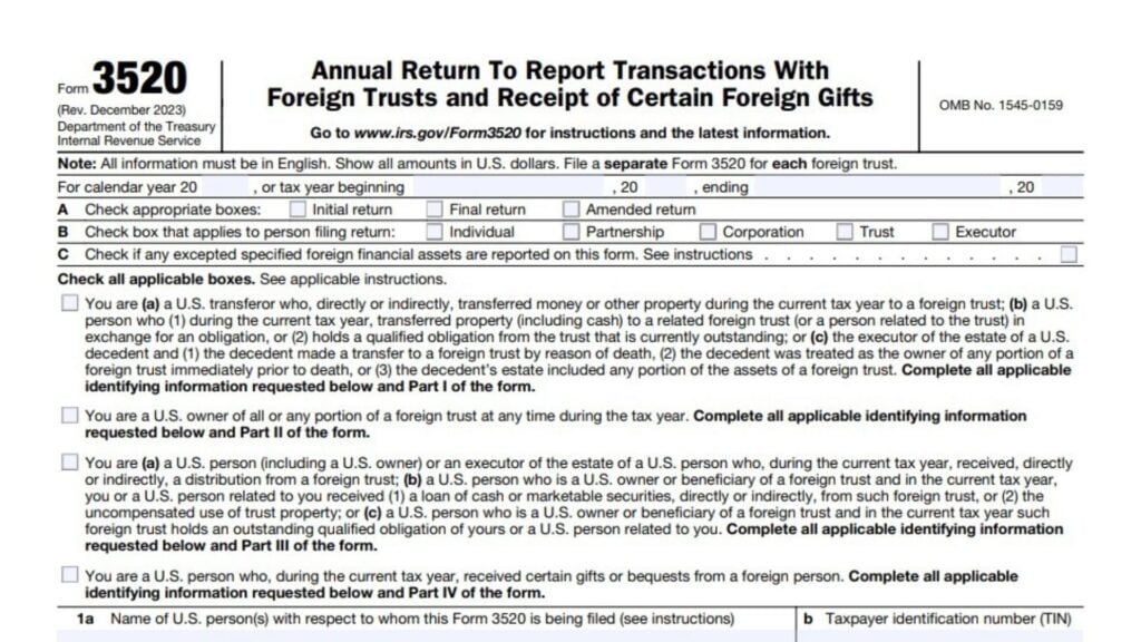 Form 3520 instructions 2024 2025