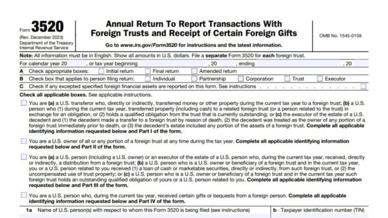 Form 3520 Instructions 2024 - 2025