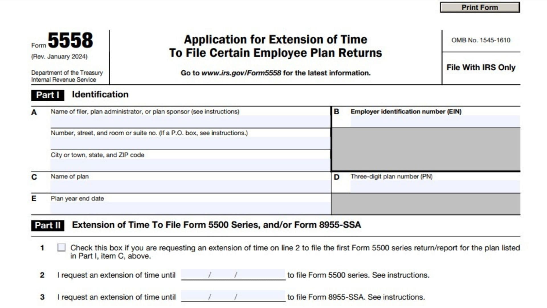 Form 5558 Instructions 2024 - 2025