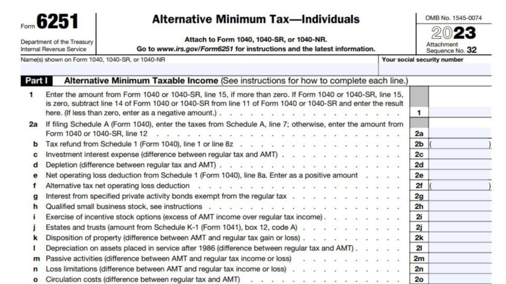 Form 6251 Instructions 2024 - 2025