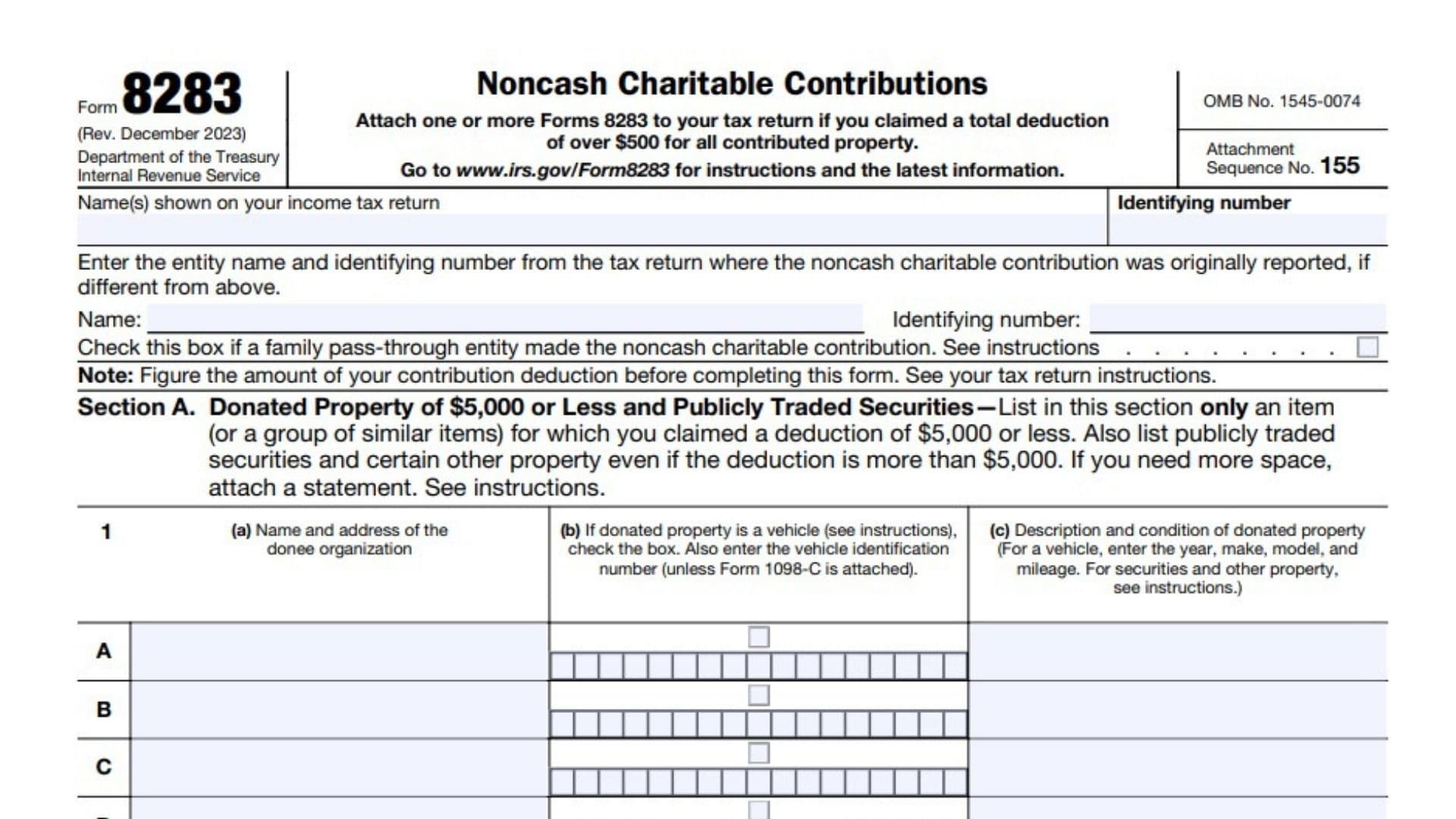 Form 8283 Instructions 2024 - 2025