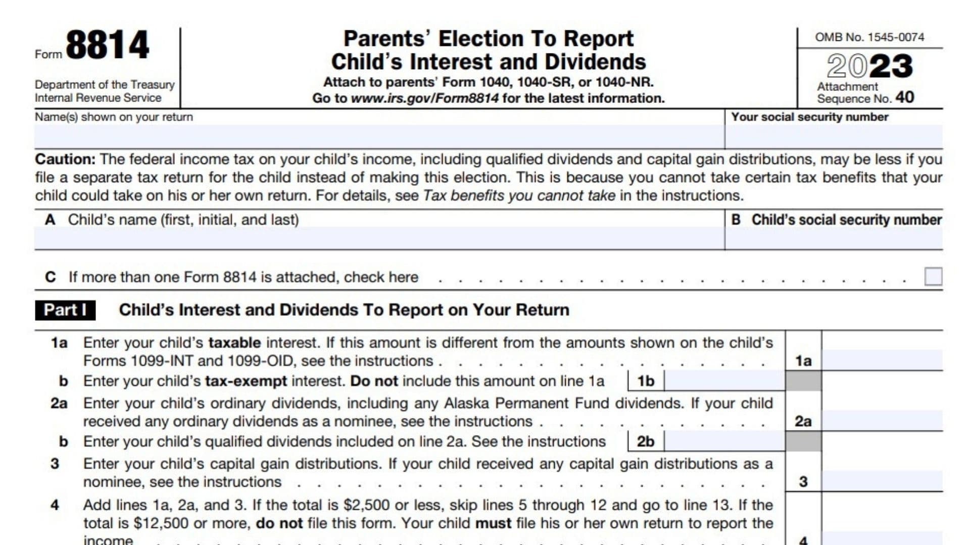 Form 8814 Instructions 2024 - 2025