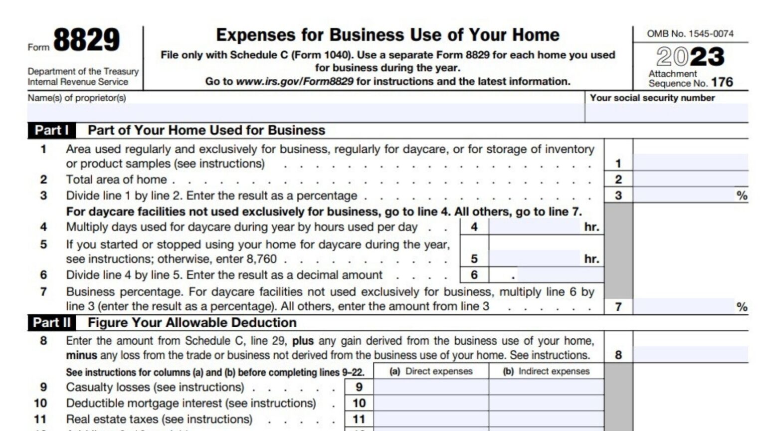 Form 8829 Instructions 2024 - 2025