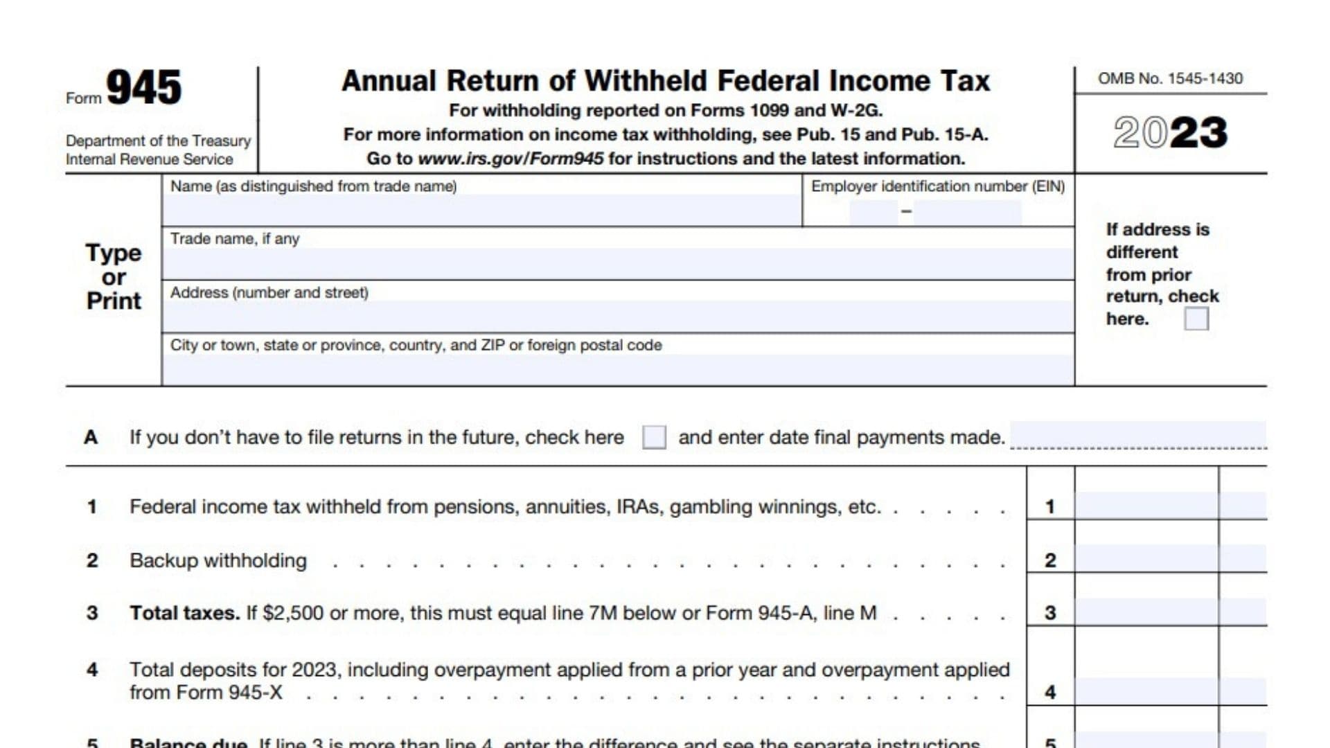 Form 945 Instructions 2024 - 2025