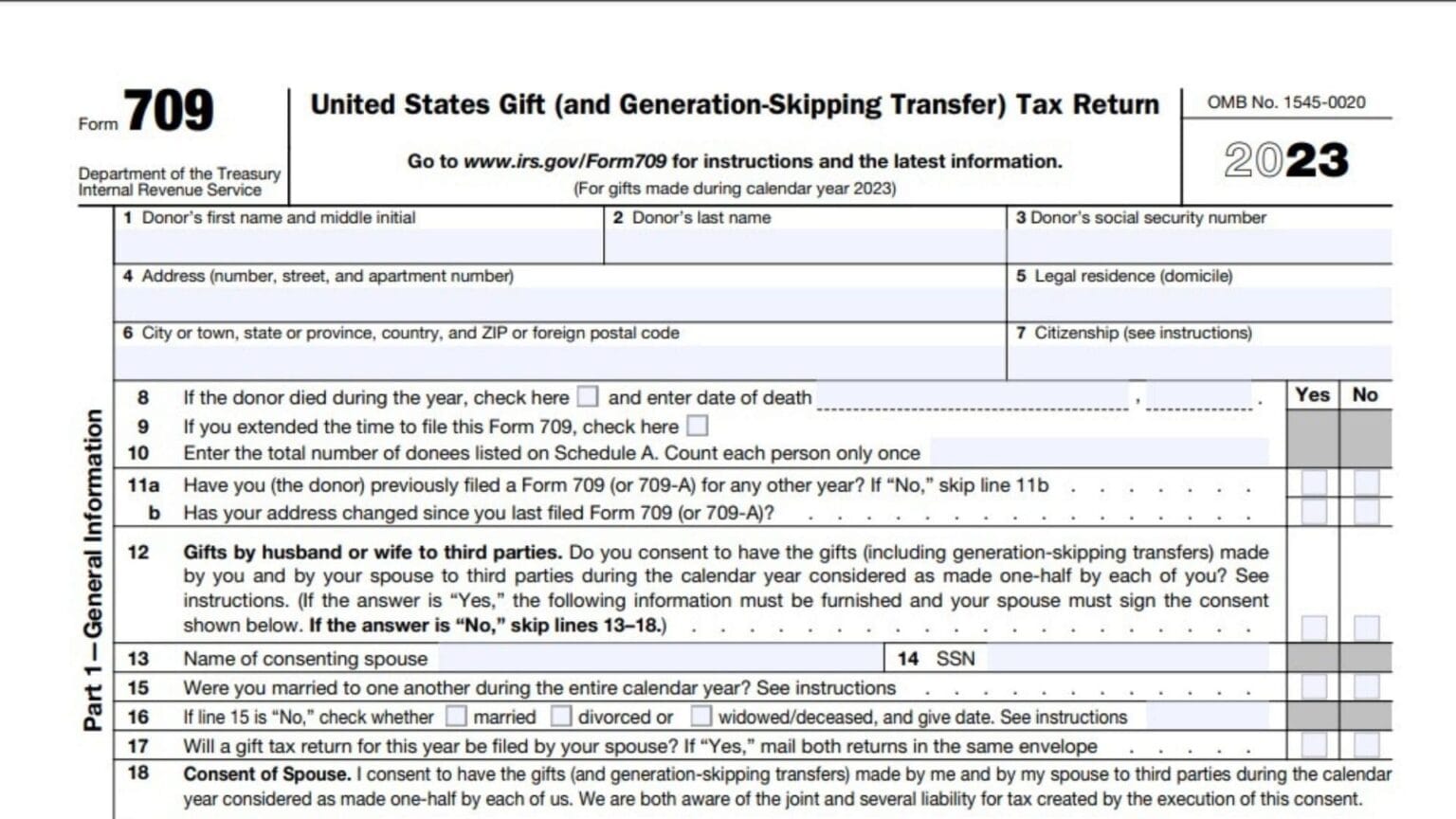 Form 709 Instructions 2024 - 2025