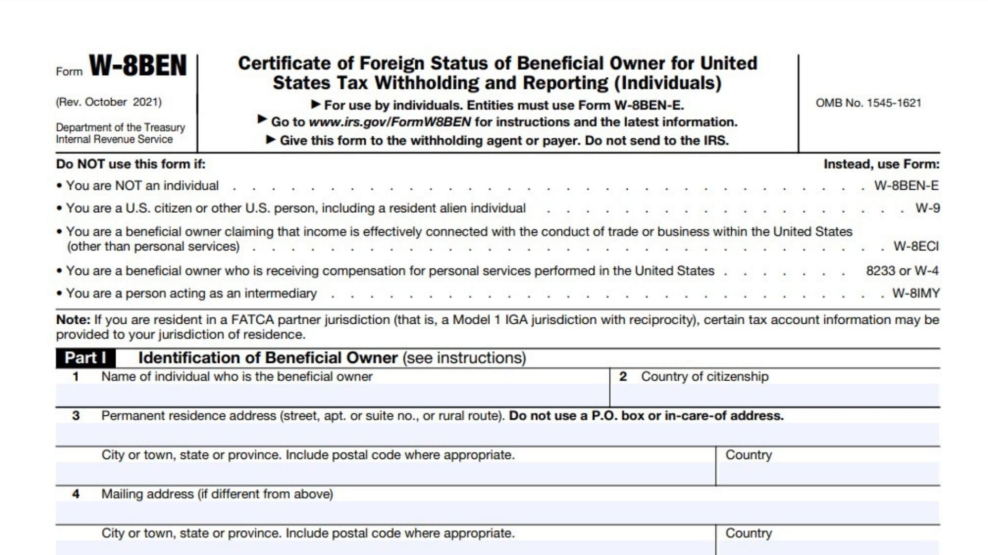 Form W-8BEN