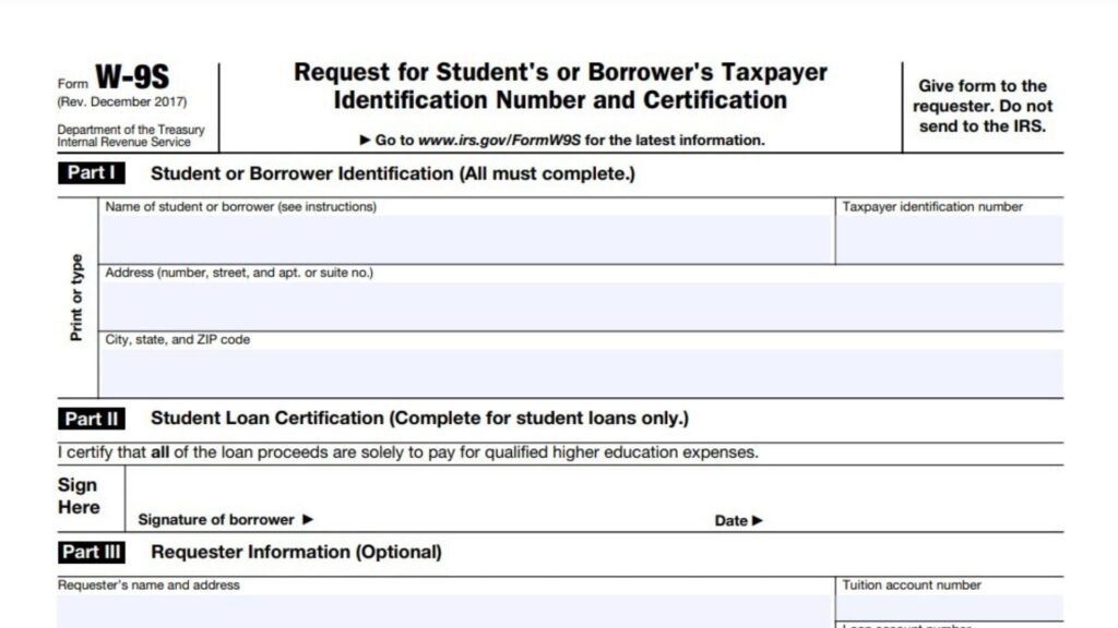 Form 9s Form W-9S Instructions 2025 - 2026