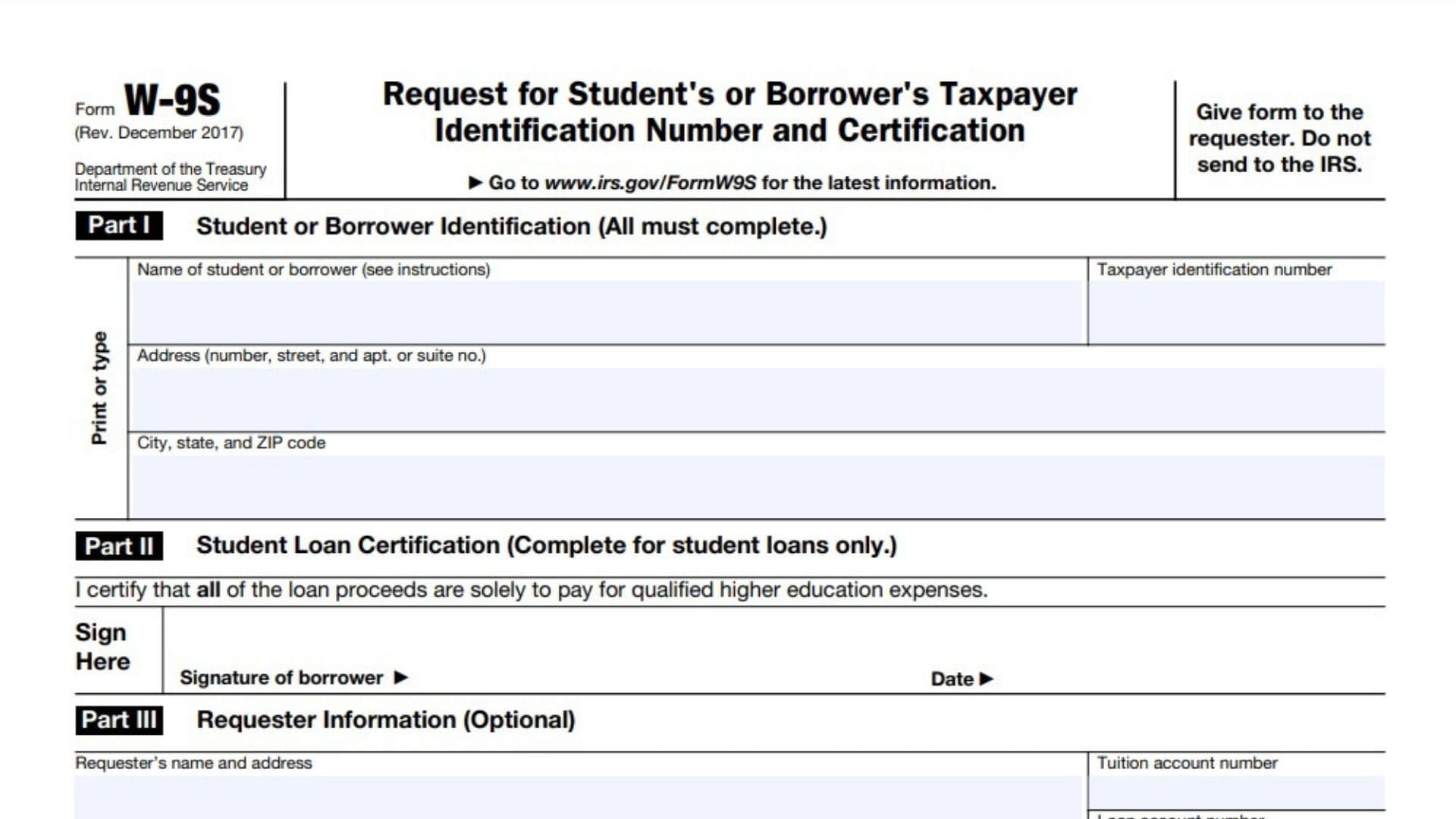 Form W-9S