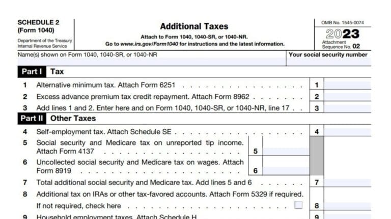 schedule 2 line 2 on 1040
