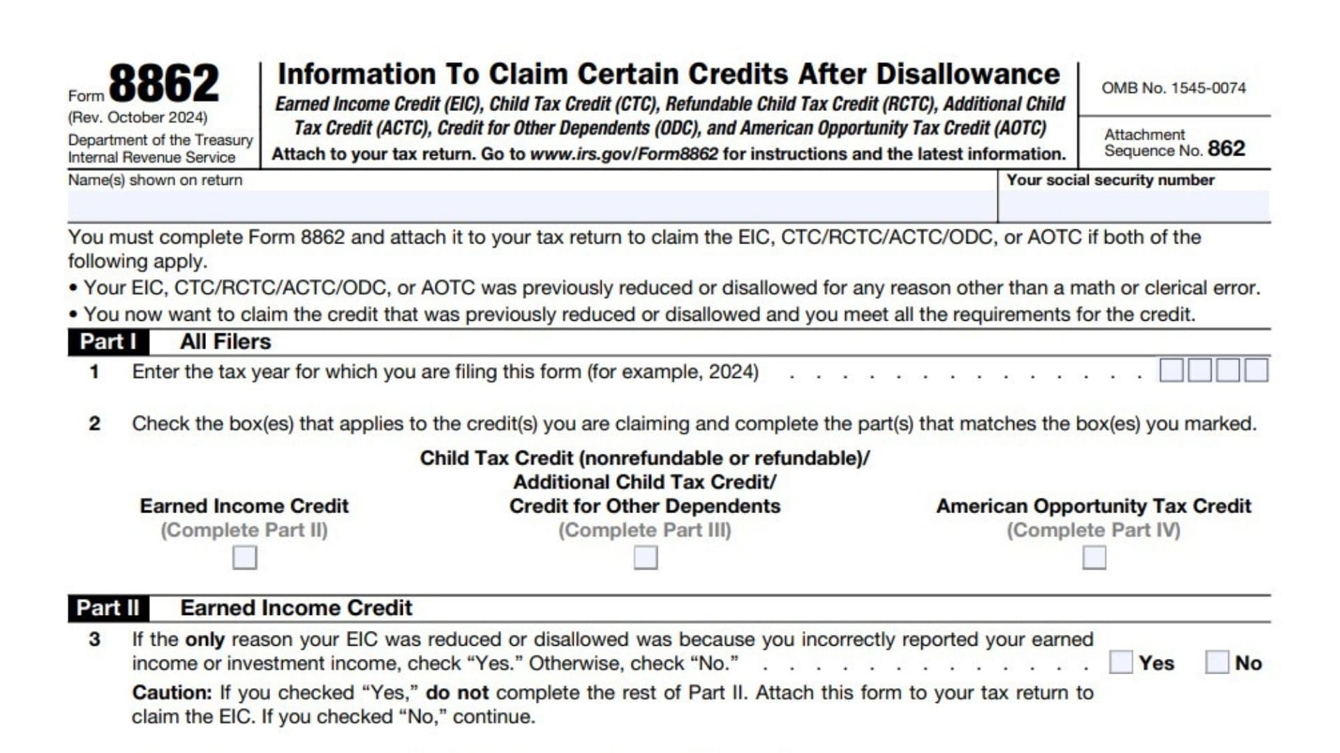 Form 8862 Instructions 2024 - 2025