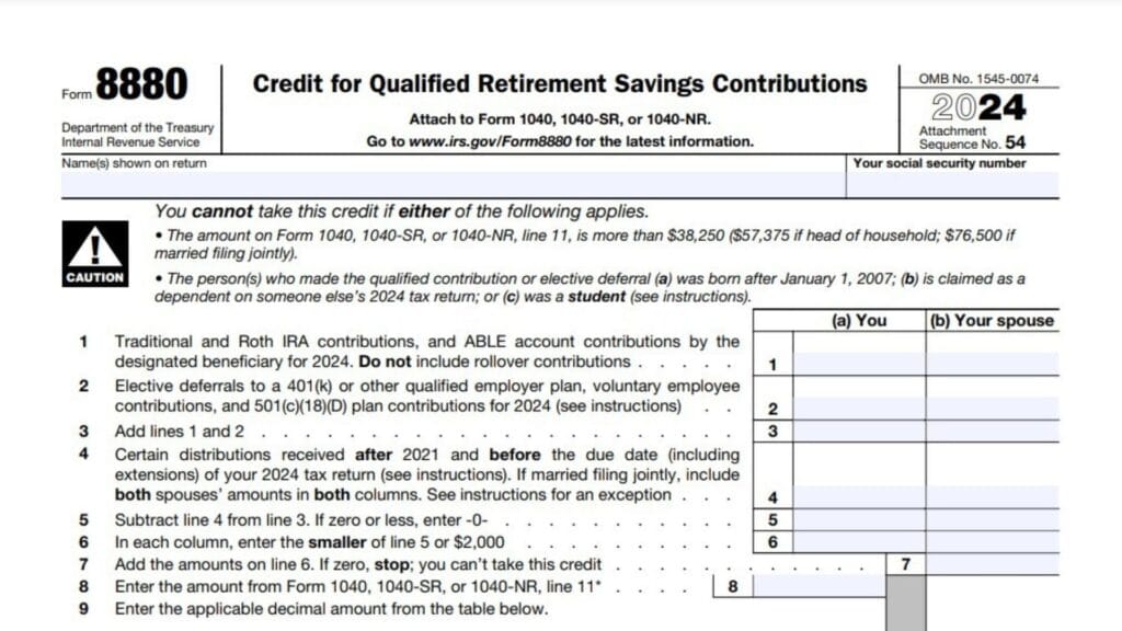 Form 8880 Instructions 2024 - 2025