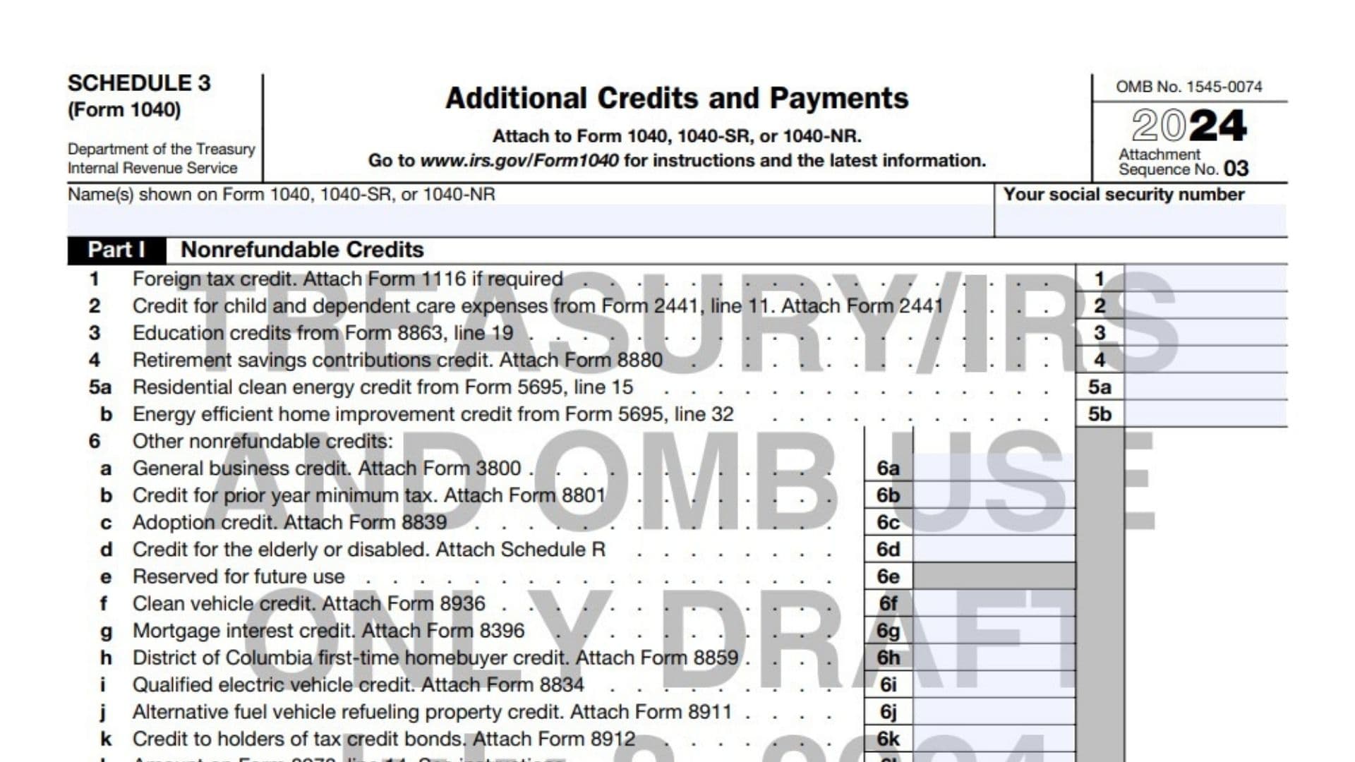 Schedule 3 (Form 1040) Instructions 2024 - 2025