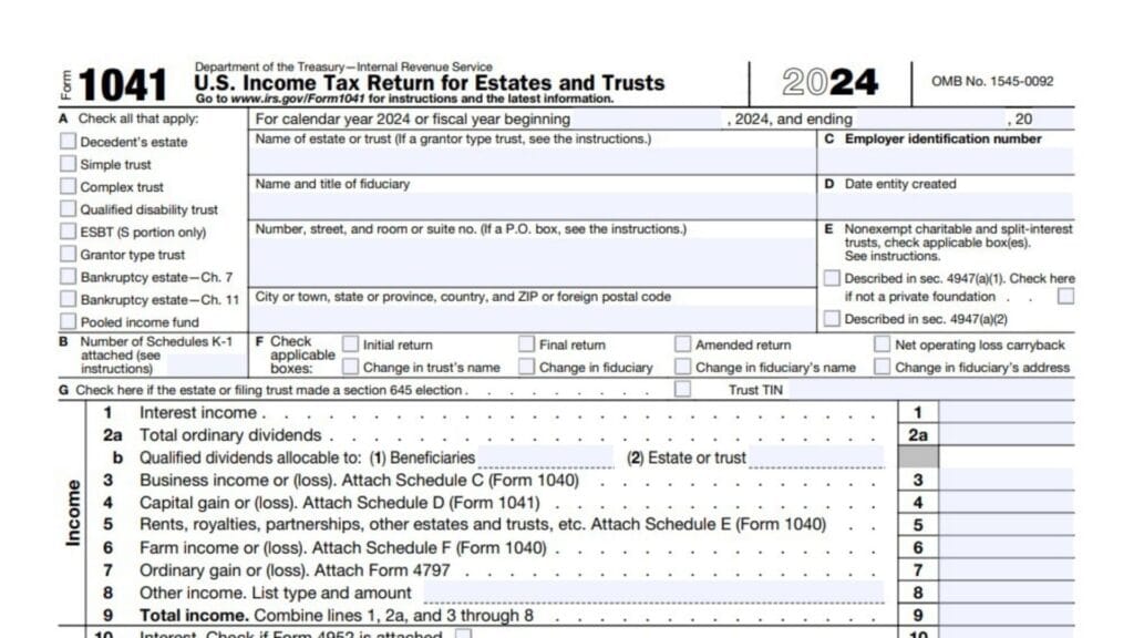 Form 1041 instructions 2024 2025
