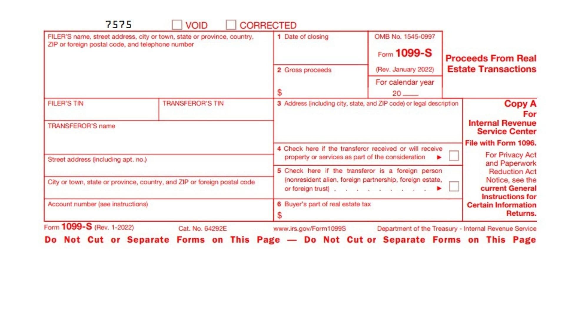 Form 1099-S 1 Form 1099-S