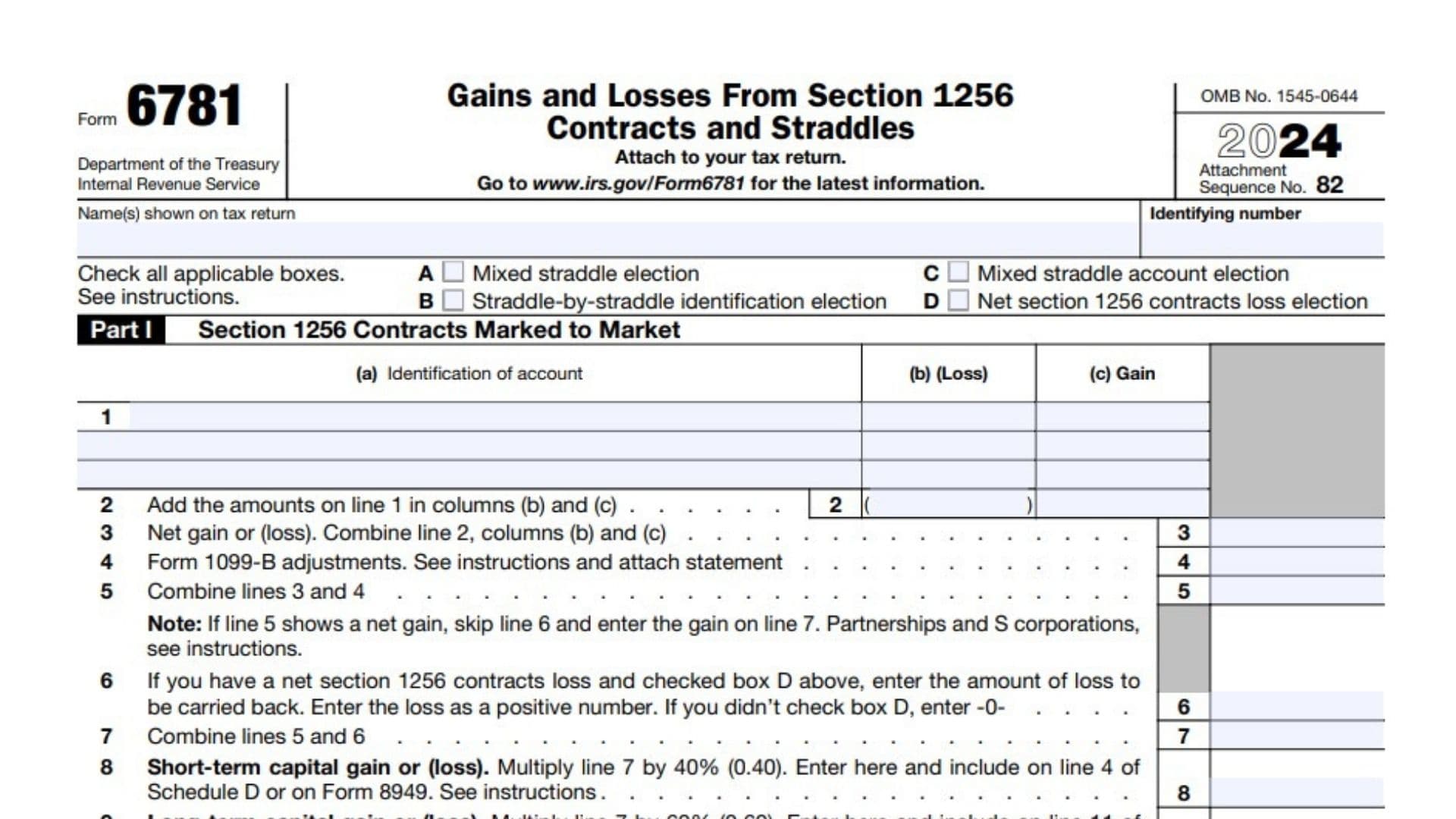 Form 6781 Instructions 2024 - 2025