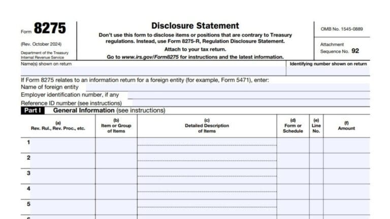 Form 8275 Instructions 2025 - 2026