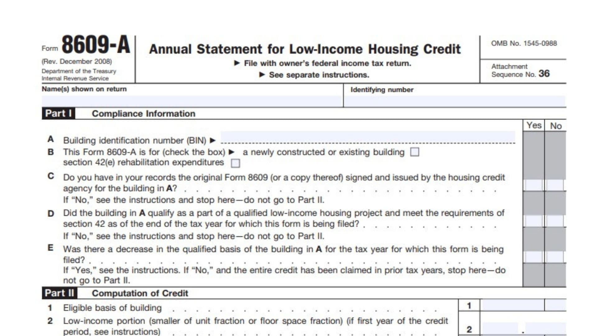 Form 8609-A 1 Form 8609-A