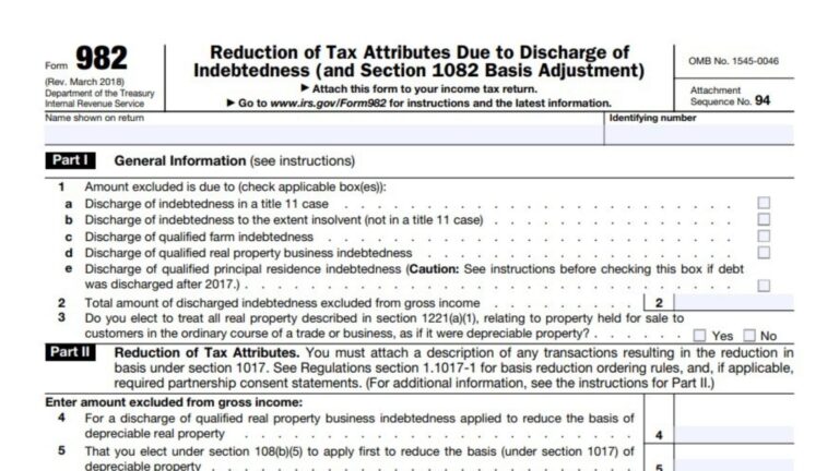 Form 982 Instructions 2025 2026