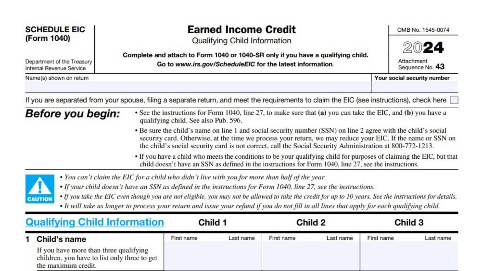 Schedule EIC (Form 1040) 1 Schedule EIC (Form 1040)