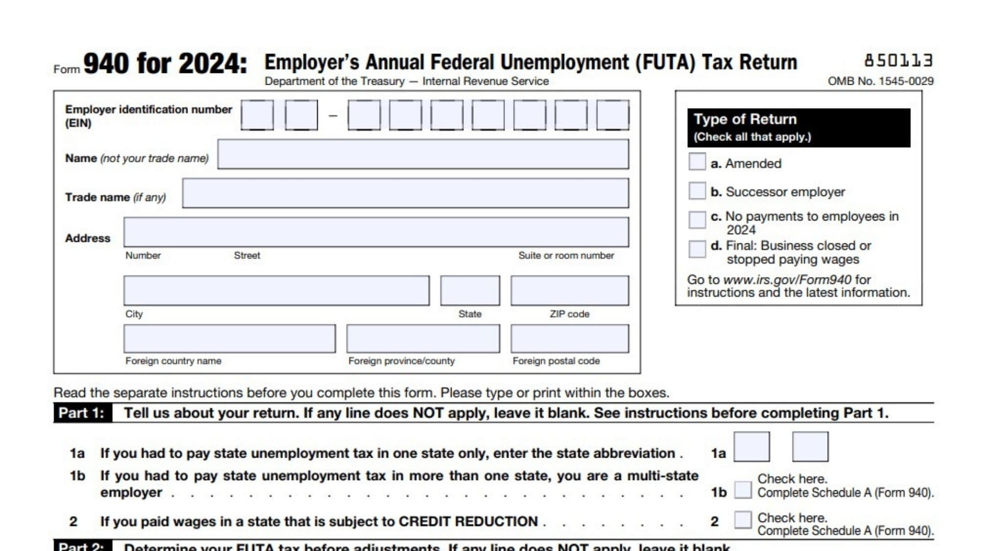 Form 940 1 Form 940