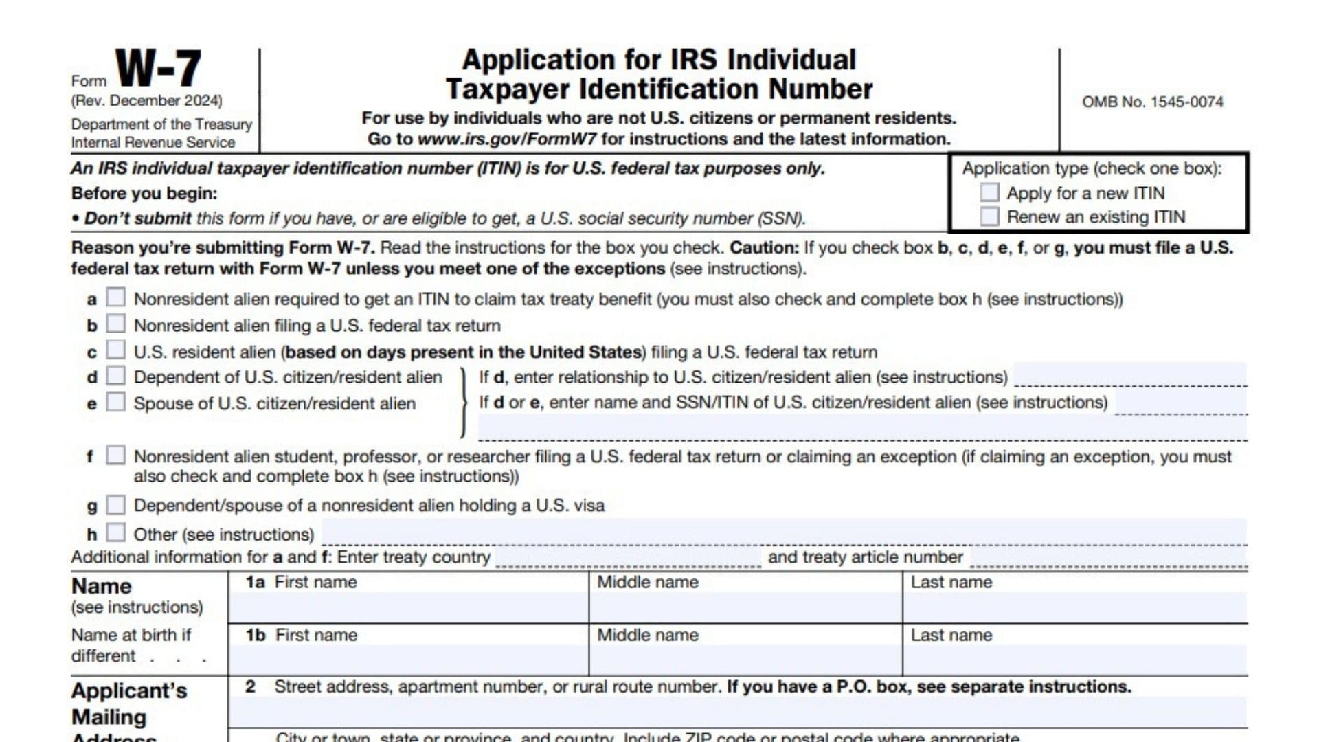 Form W-7 1 Form W-7
