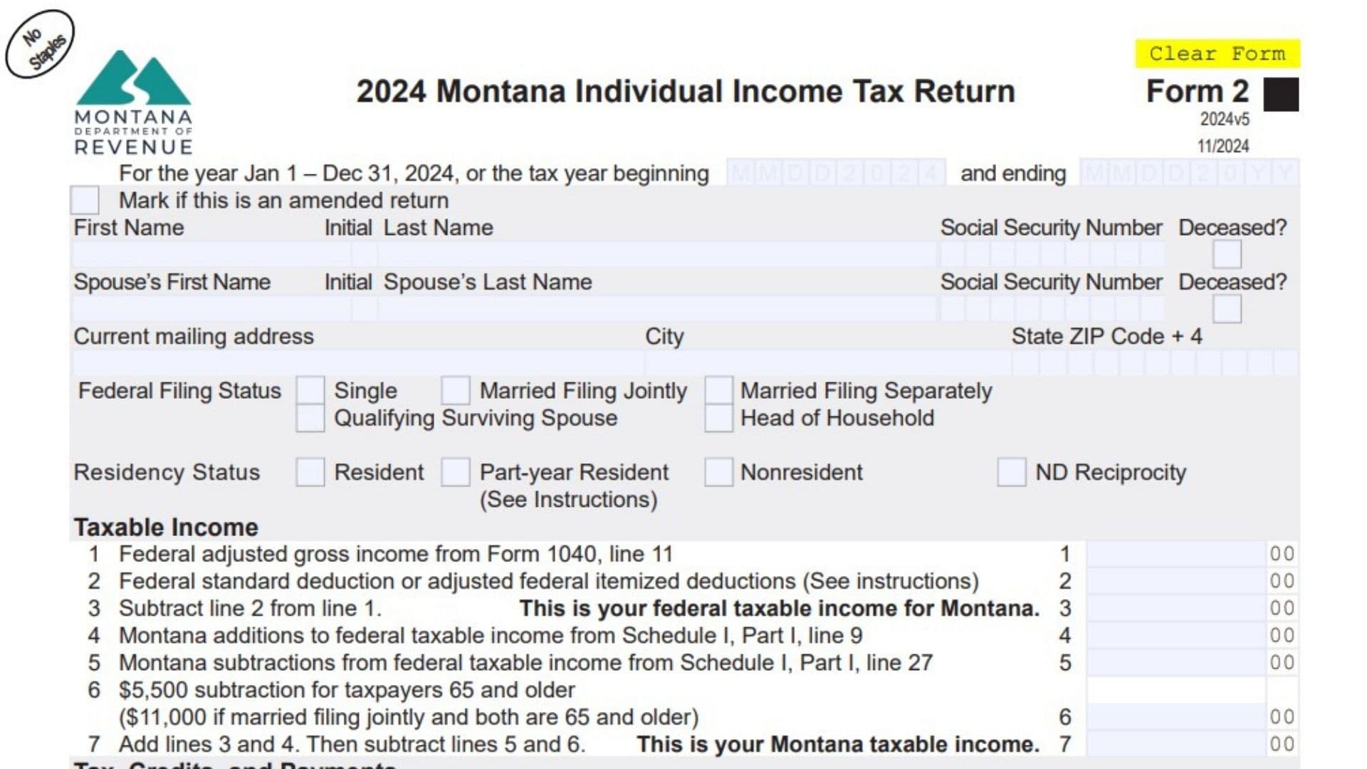 Montana Form 2