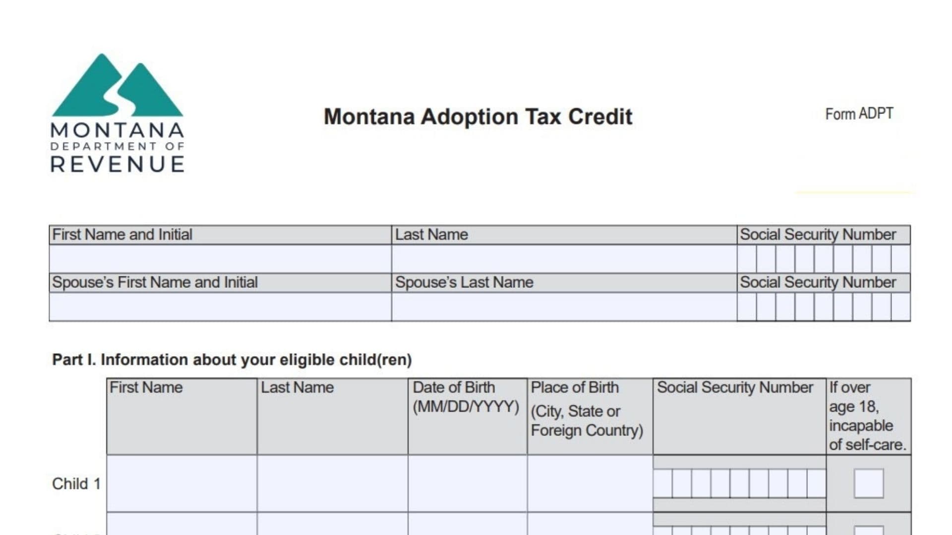Montana Form ADPT