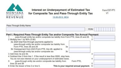 Montana Form EST-PTI