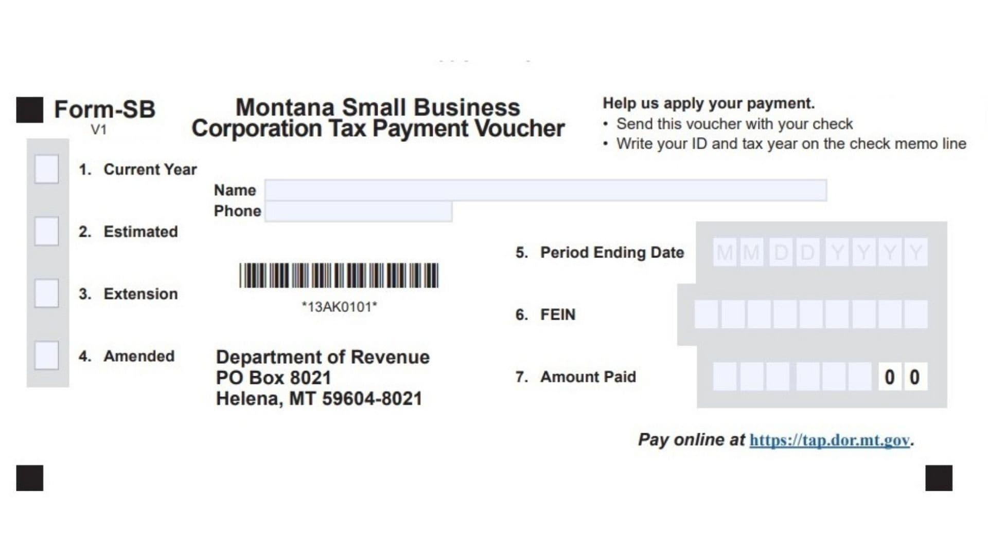Montana Form SB 1 Montana Form SB