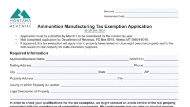 Montana Ammunition Manufacturing Tax Exemption Application Form 276 Montana Ammunition Manufacturing Tax Exemption Application Form