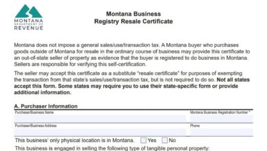 Montana Business Registry Resale Certificate 3 Montana Business Registry Resale Certificate