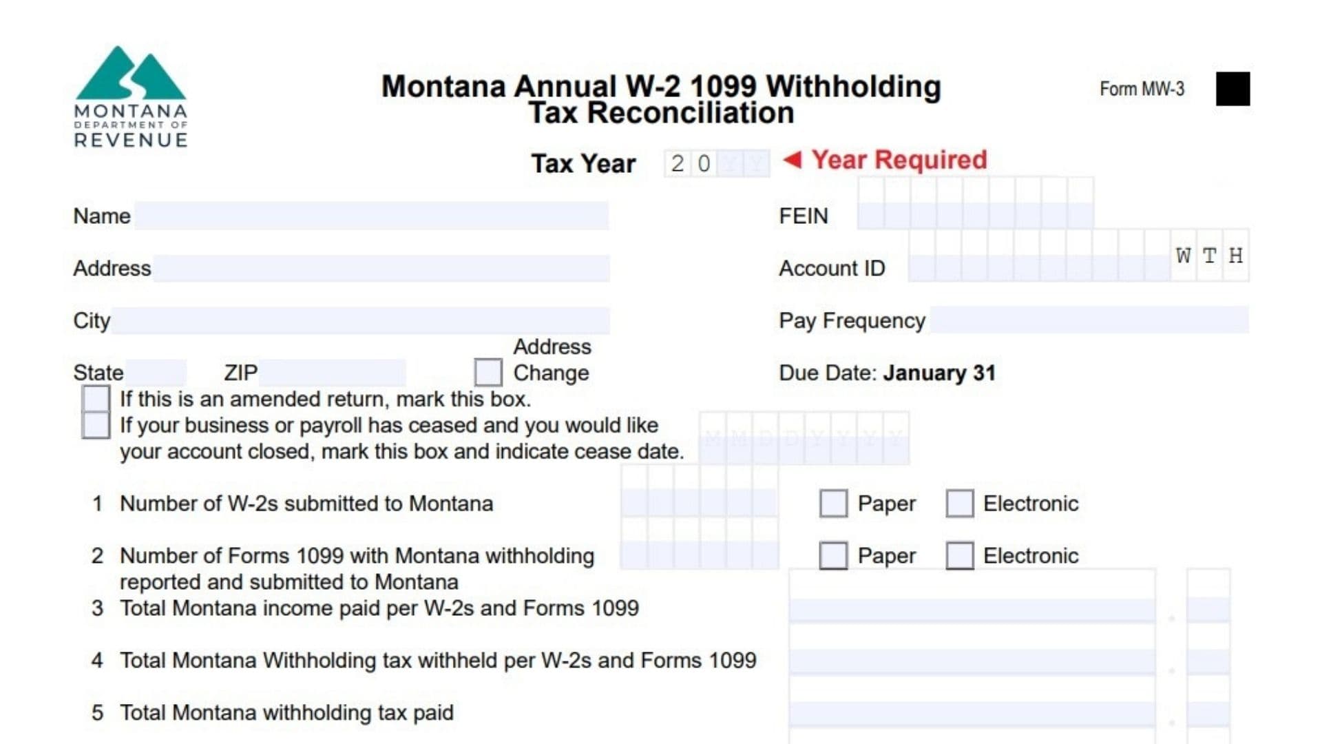 Montana Form MW-3
