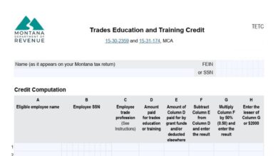 Montana Form TETC