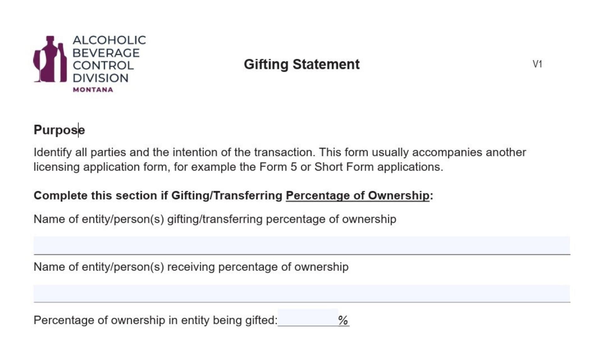 Montana Gifting Statement Form
