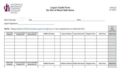 Montana Liquor Credit Form For Out Of Stock Sale Items 3 Montana Liquor Credit Form For Out Of Stock Sale Items