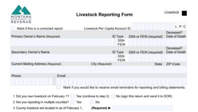 Montana Livestock Reporting Form 274 Montana Livestock Reporting Form