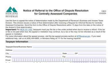 Montana Form CAB-9 1 Montana Form CAB-9