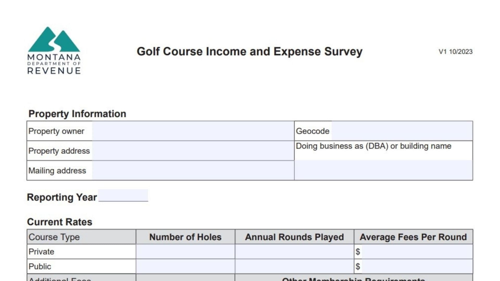 Montana Form IE-GOLF 1 Montana Form IE-GOLF
