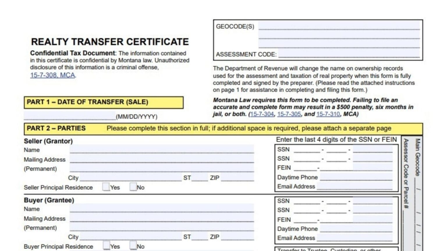 Sample Rtc H8 Form Montana Form RTC Instructions