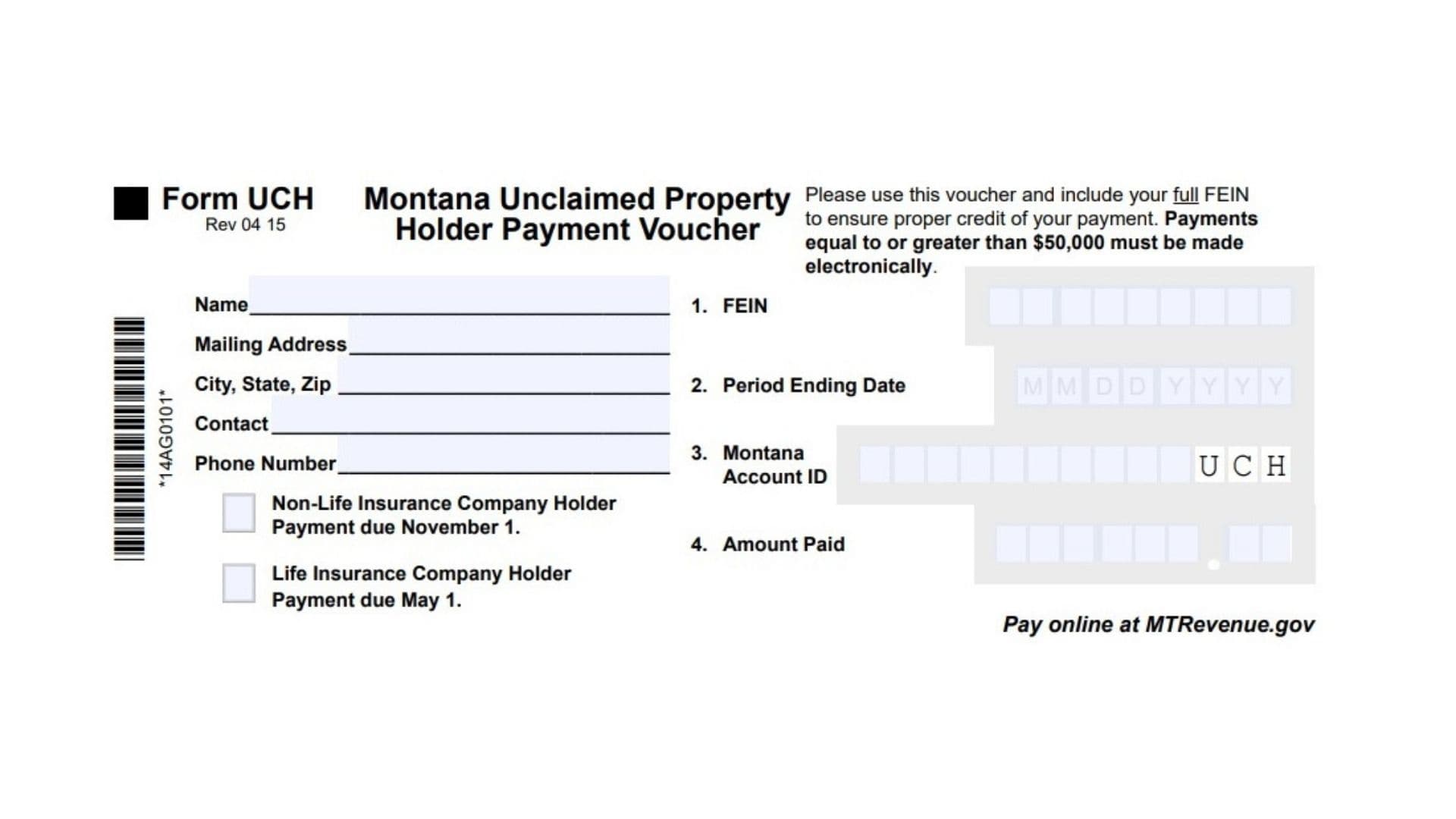 Montana Form UCH 1 Montana Form UCH