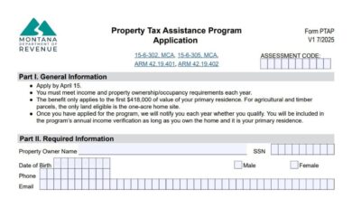Montana Property Tax Assistance Program (PTAP) Application Form