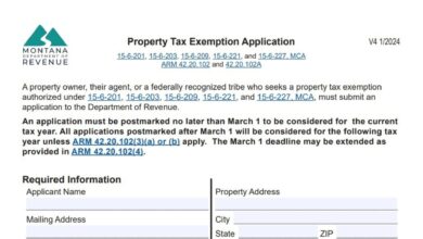 Montana Property Tax Exemption Application Form