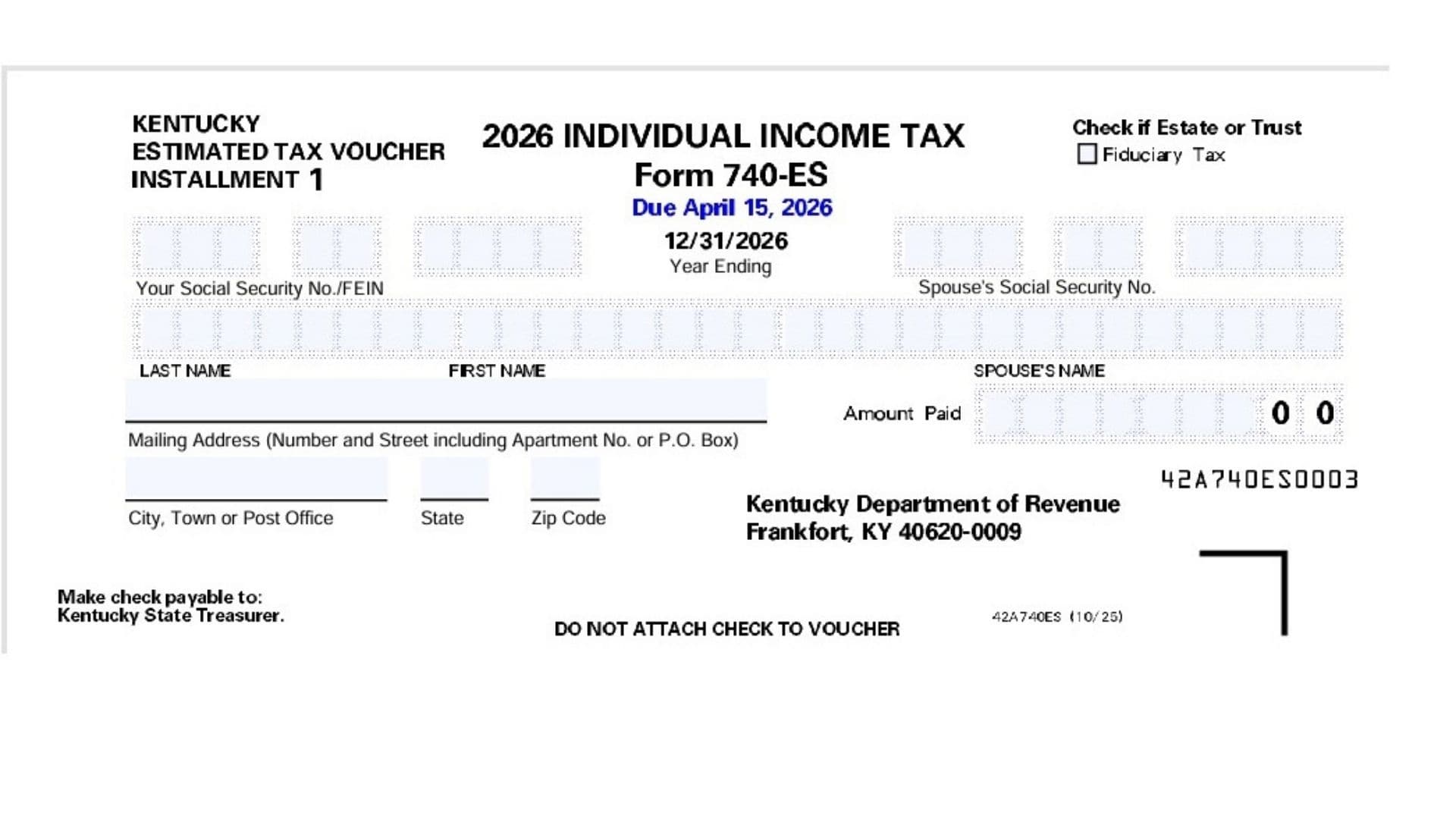 Kentucky Form 740 ES