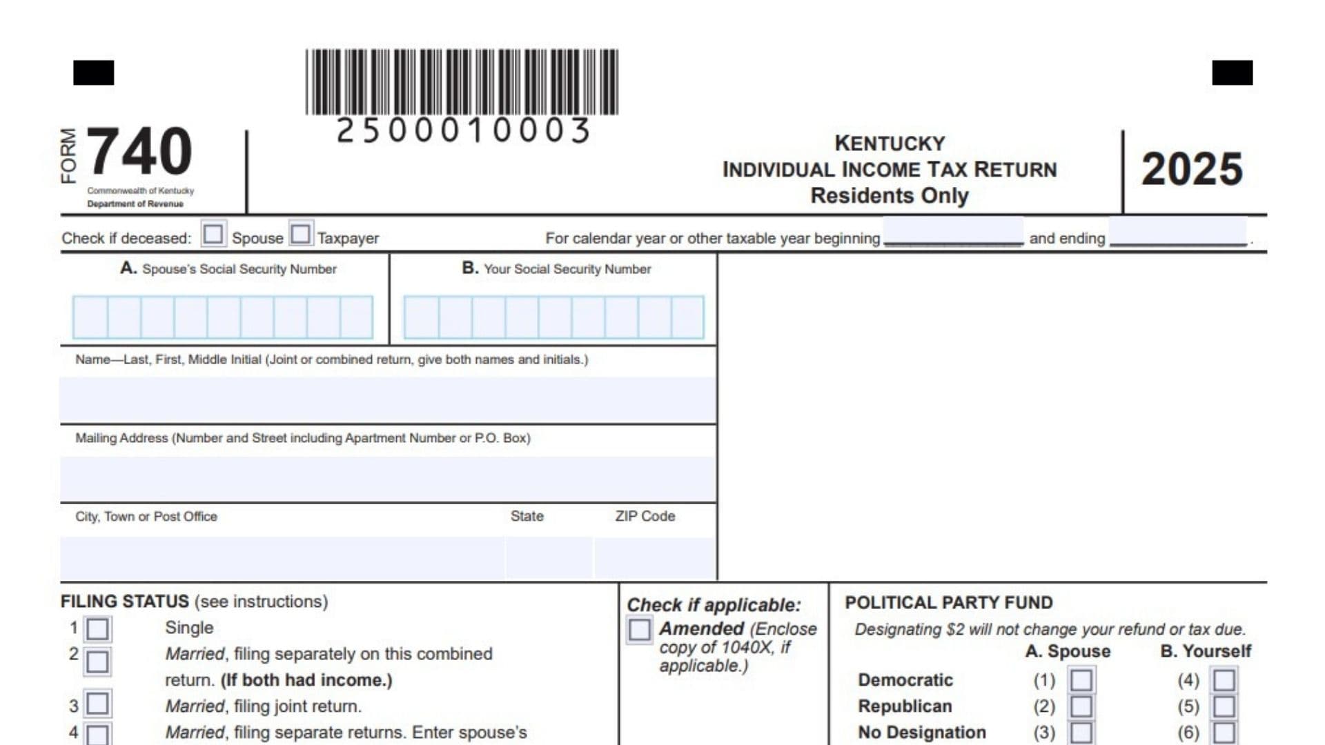 Kentucky Form 740