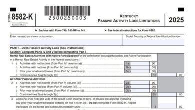Kentucky Form 8582-K