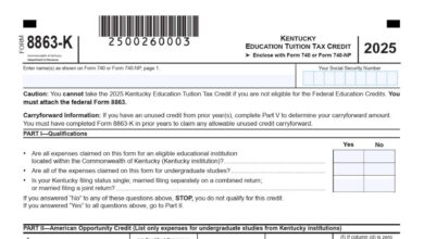 Kentucky Form 8863-K