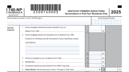 Kentucky Schedule A (Form 740-NP) Instructions 2025 - 2026